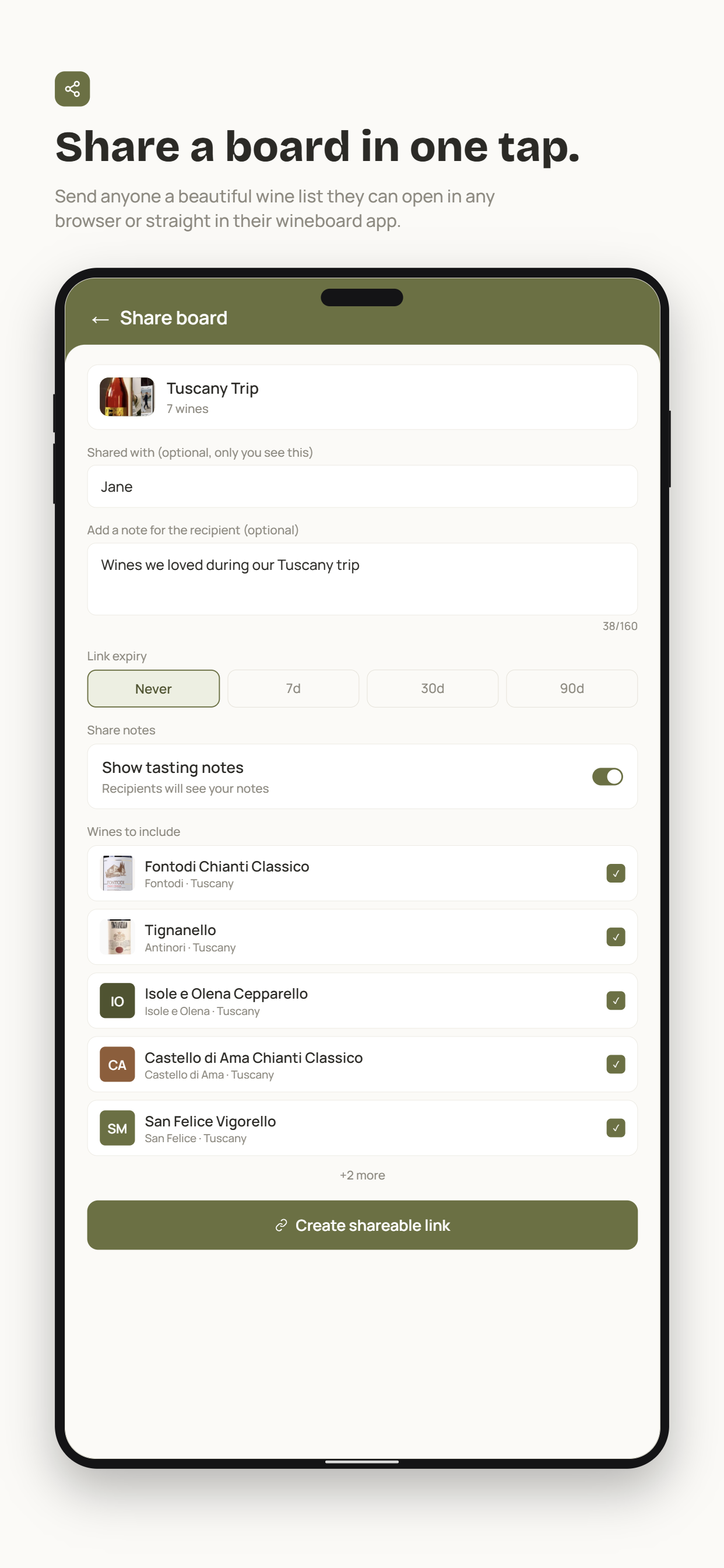 Sharing a board in wineboard